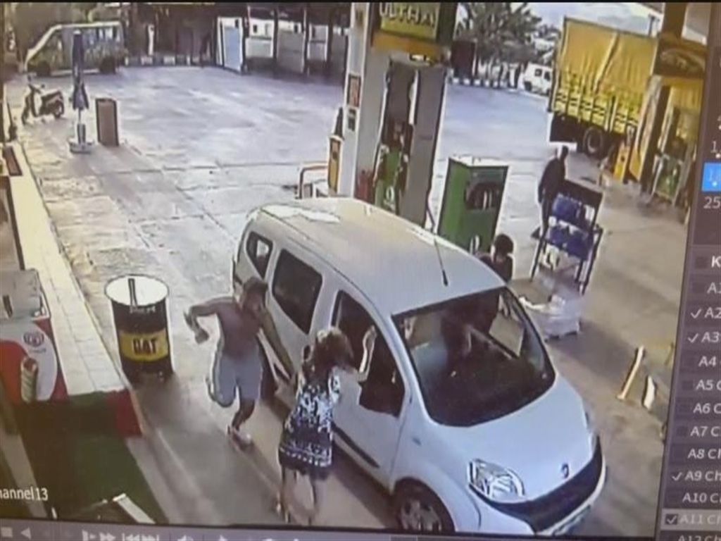 Fethiye’de akaryakıt istasyonunda bir kadına şiddet kamerada