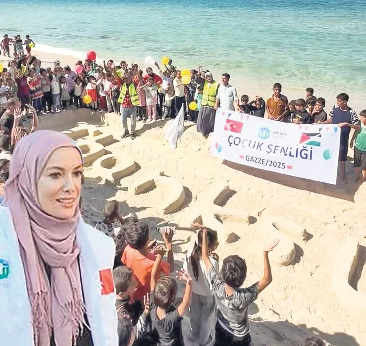 Gazze'de çocuk şenliği! Gamze Özçelik Filistinli minik kalpleri güldürdü: "Bir gülüş her şeyi değiştirir"