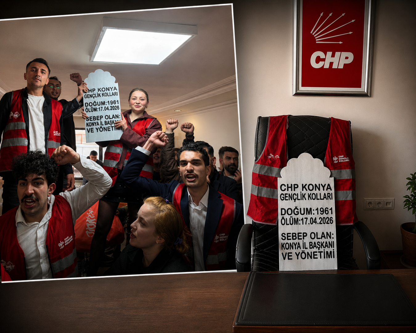 CHP Konya'da O Mezar Taşı Bu Kez Makam Koltuğunda