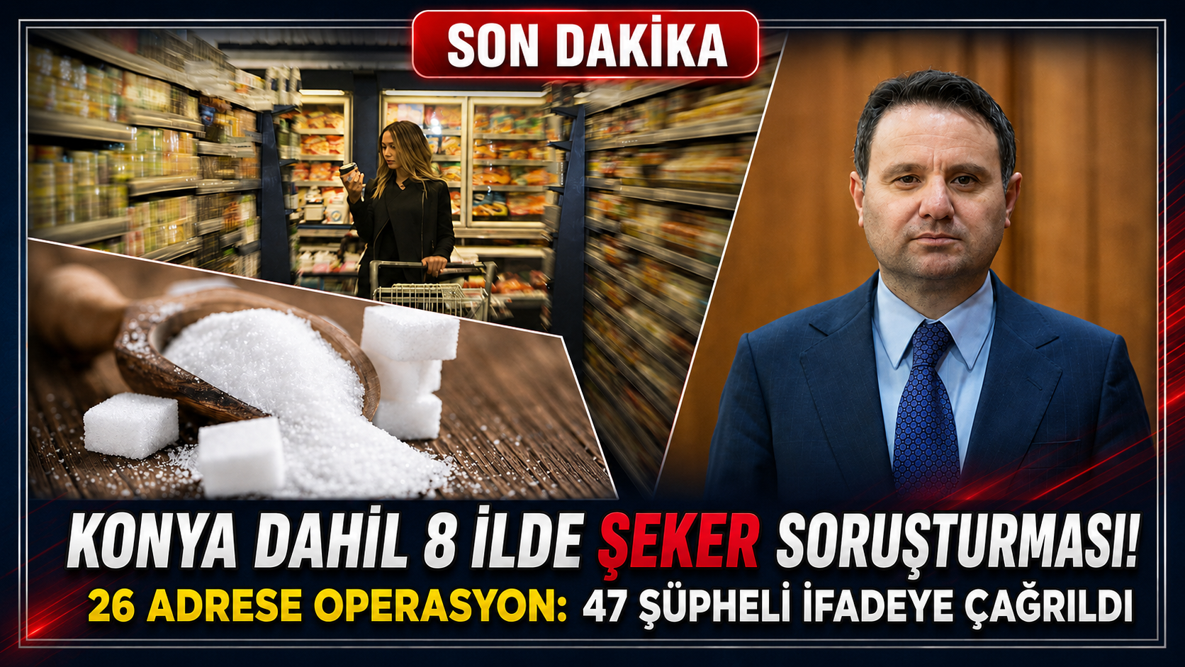 Konya dahil 8 ilde şeker soruşturması! 26 adrese operasyon: 47 şüpheli ifadeye çağrıldı