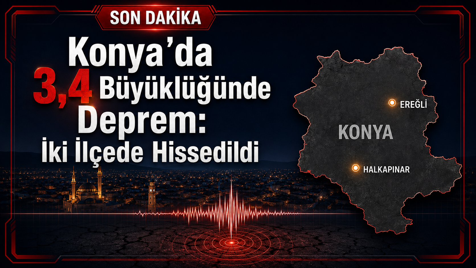 Konya’da 3,4 Büyüklüğünde Deprem: İki İlçede Hissedildi