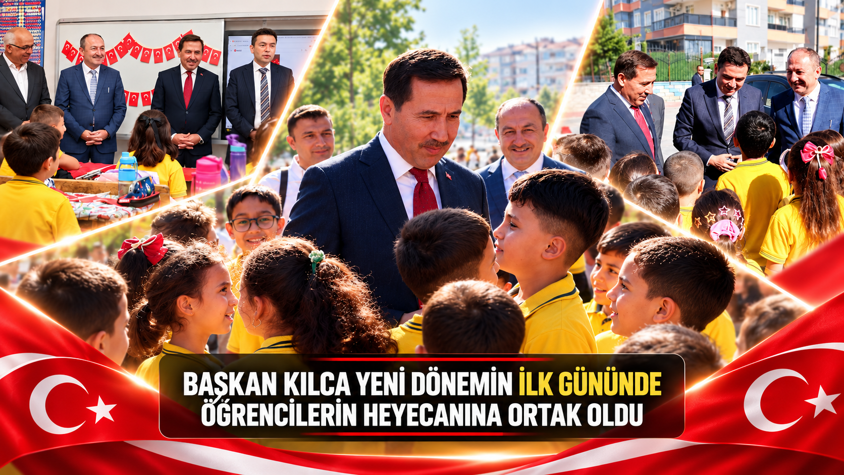 Başkan Kılca yeni dönemin ilk gününde öğrencilerin heyecanına ortak oldu